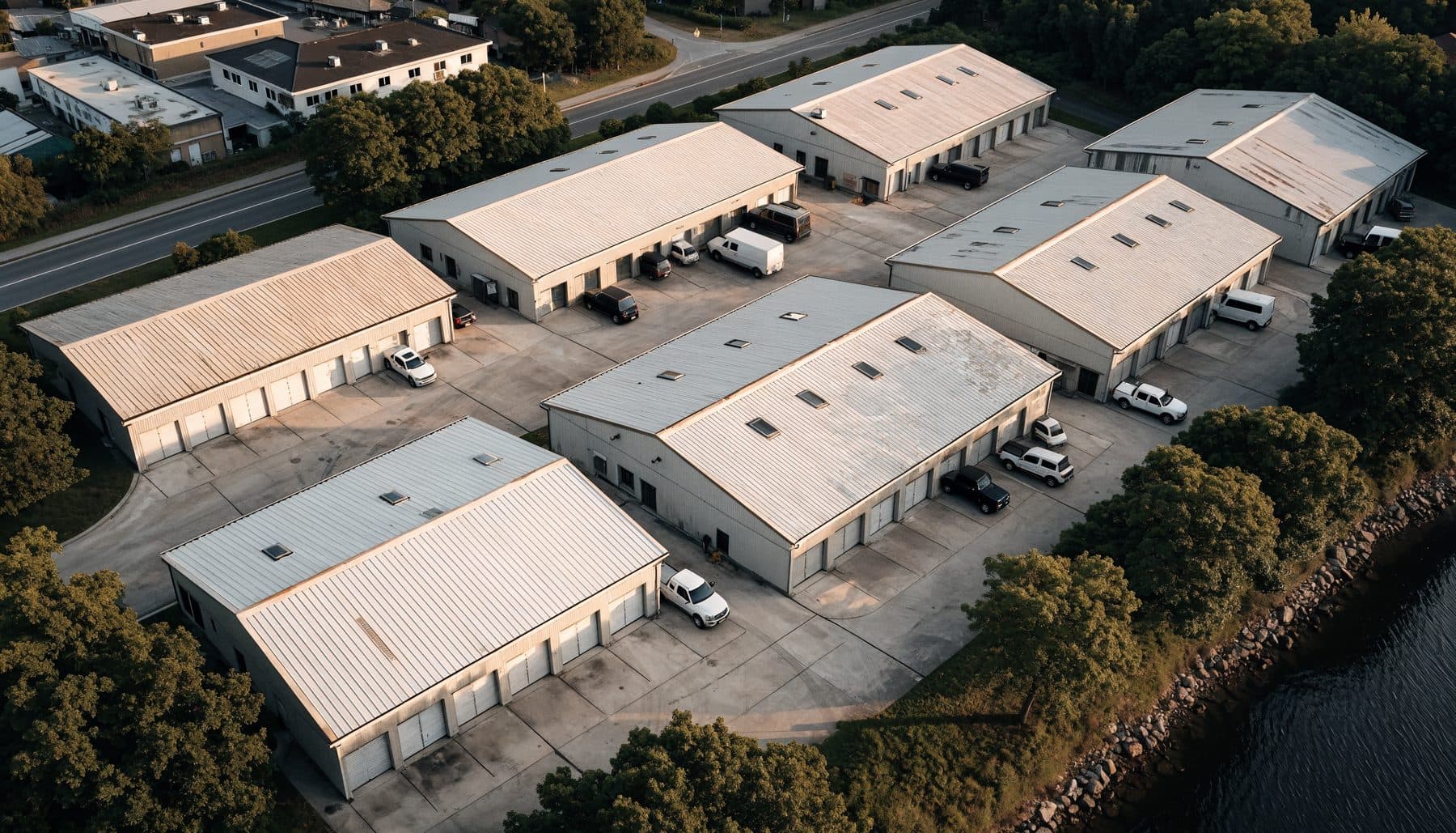 Aerial view of a multi-building small bay industrial park